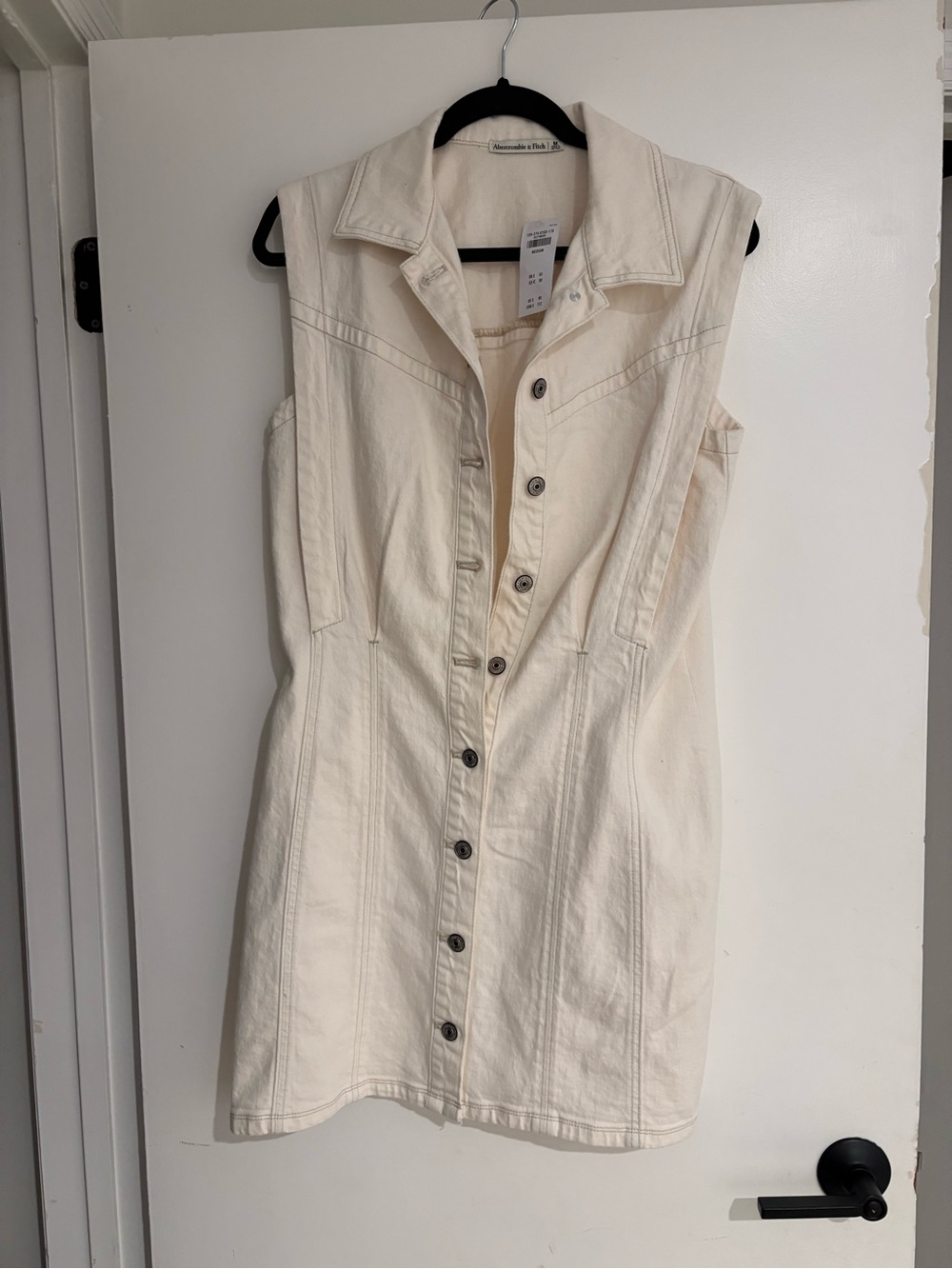 Abercrombie & Fitch Cream Button-Front Mini Dress